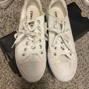 White platform sole distressed edge converse